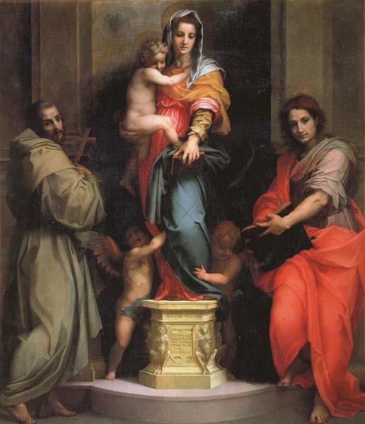 Andrea del Sarto Madonna and Child with SS.Francis and John the Baptist Sweden oil painting art